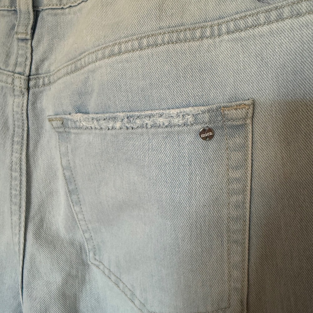 Mica Los Angeles Light Wash Distressed Straight Leg High‎ Rise Jeans Womens 29 - Picture 5 of 10